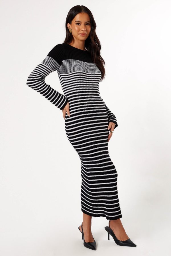 Camy Long Sleeve Midi Dress – Black/White - Image 4