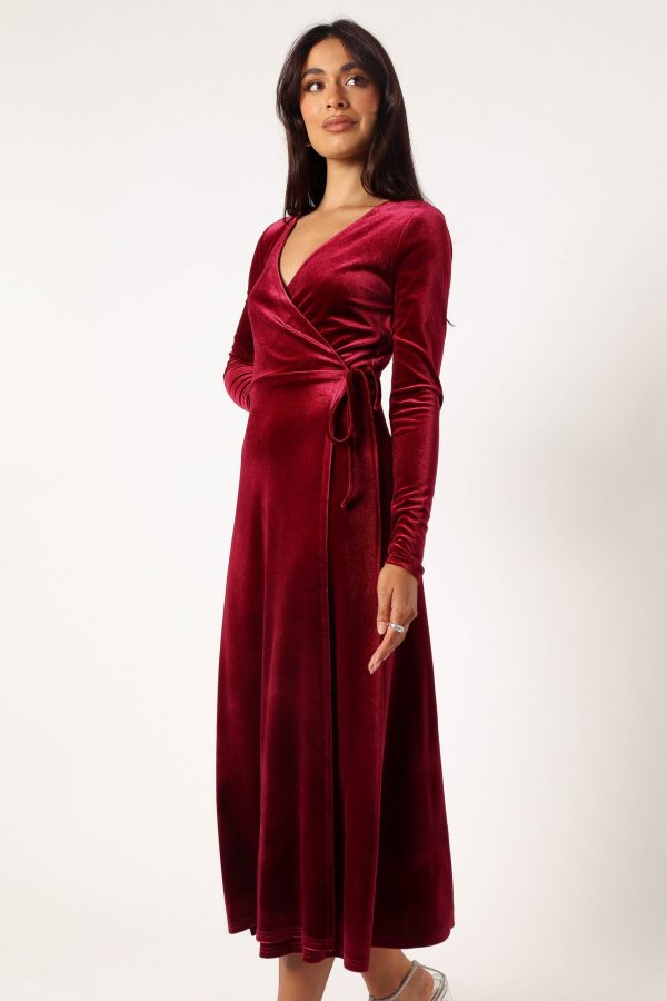 Darby Long Sleeve Midi Dress – Burgundy