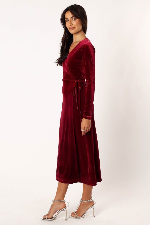 Darby Long Sleeve Midi Dress – Burgundy - Image 2