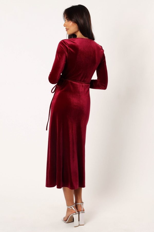 Darby Long Sleeve Midi Dress – Burgundy - Image 5
