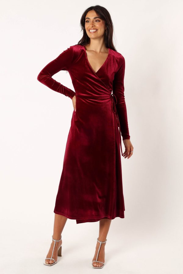 Darby Long Sleeve Midi Dress – Burgundy - Image 6