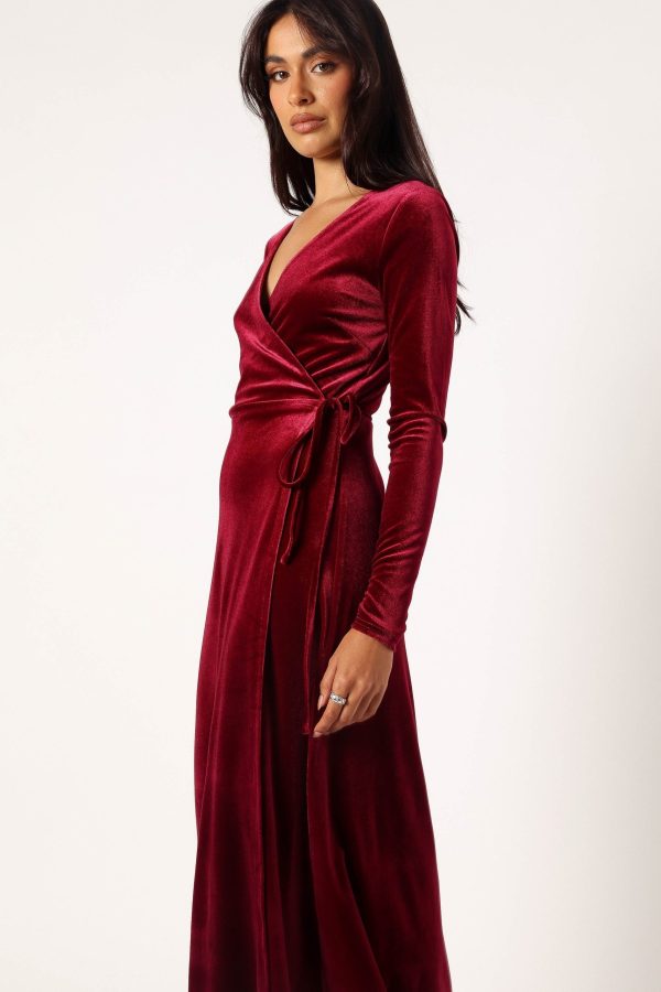 Darby Long Sleeve Midi Dress – Burgundy - Image 7